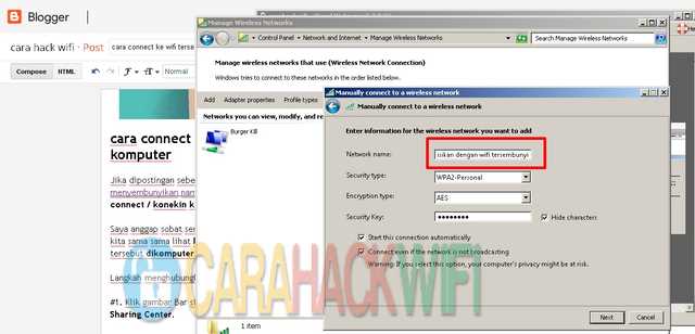 cara connect ke wifi tersembunyi menggunakan komputer