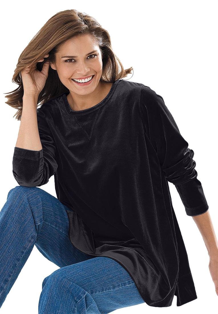 Woman Within Plus Size Top, sweatshirt in plush tuniclength velour 