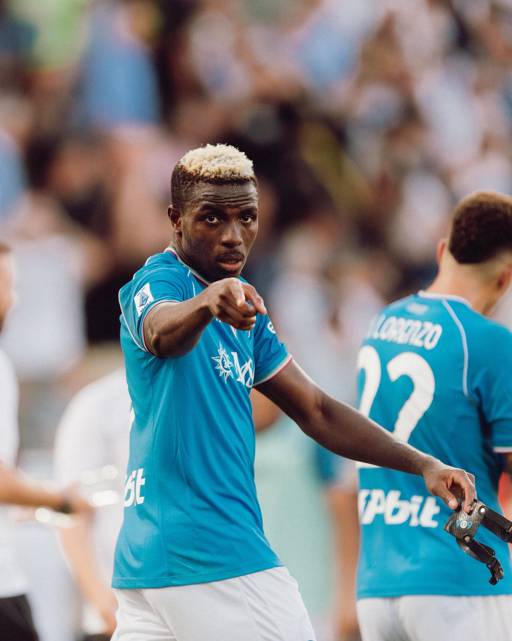 SSC Napoli Nigerian sharpshooter, Victor Osimhen, celebrates after scoring in the Serie A match at Frosinone on Saturday 19 August, 2023