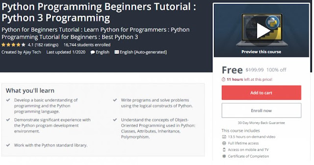 [100% Off] Python Programming Beginners Tutorial : Python 3 Programming| Worth 199,99$