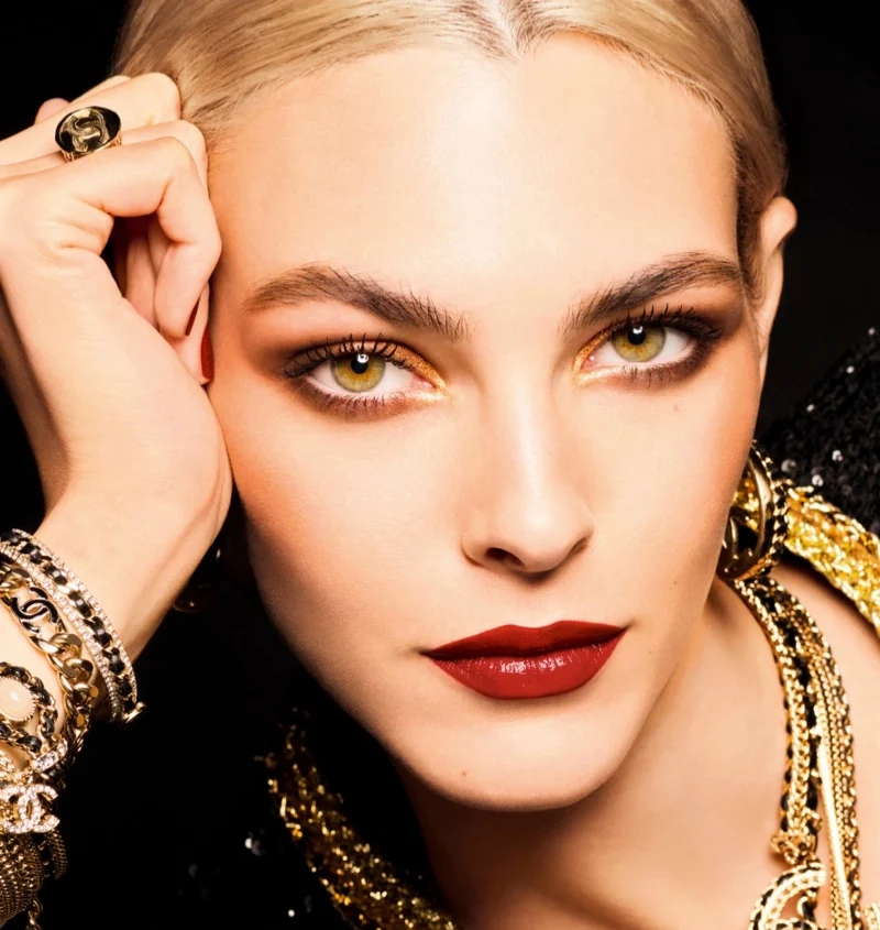 The Chanel Makeup Holiday 2022 collection features shades of red, gold, copper, and bronze. Photo: Chanel