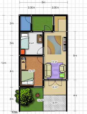 Desain Rumah Gratis di lahan 6 x 12m  astudioarchitect 