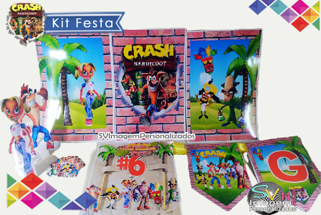 Crash Bandicoot Game  dicas e ideias para decoração de festa personalizados kit festa para decoração
