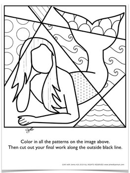 Pop Art Mermaid Coloring Pages