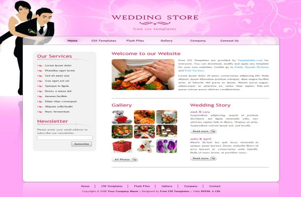 Free Pink Wedding Store CSS
