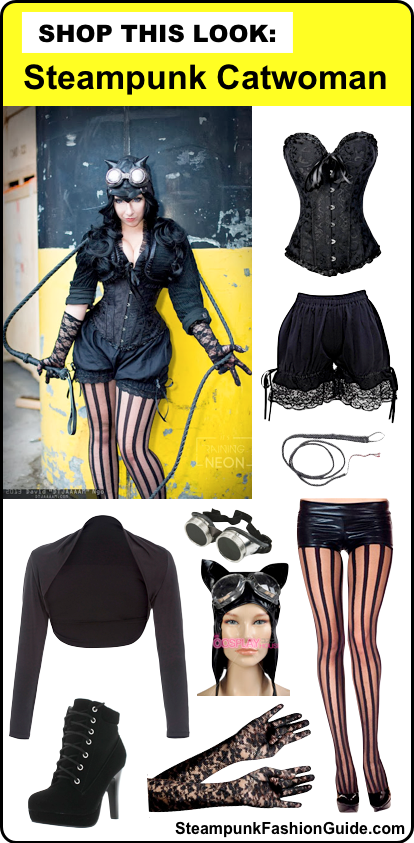 how to dress like steampunk catwoman; clothing and costumes for women