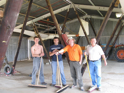 Ready to sweep, LtoR: Gareth, Mike, William, Jerry