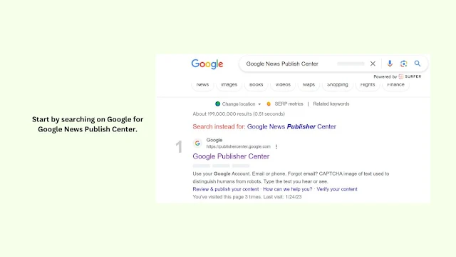 Searching for Google News Publish Center