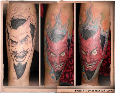 tattoo design for hand. Devil tattoo design in hand.