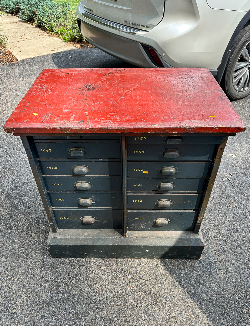 painted antique storage cabinet before