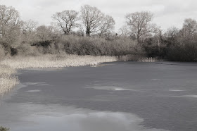 Frozen lake in winter