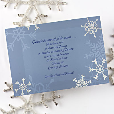 Blue Gray Wedding Invitations With Snowflakes Ornament