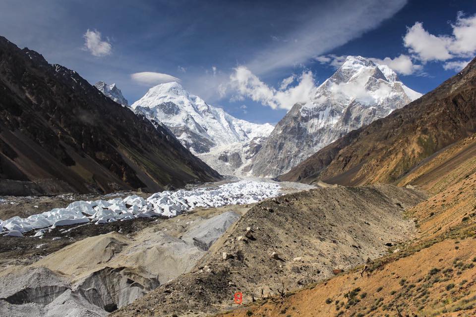 Yukshin Gardan Sar 7530 m and Kanjut Sar 7760 m Yukshin Gardan Glacier in Shimshal Valley Gilgit Baltistan Pakistan. Yukshin Gardan Glacier Shimshal Valley. Glacier in Shimshal Valley
