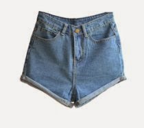 <br />Juniors's Denim Vintage Retro High Waist Jeans Short
