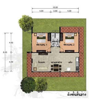 บ้านชั้นเดียว 2 ห้องนอน 1 ห้องน้ำ [บ้านเขียวหมื่นปี13]