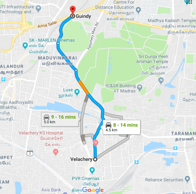 Velachery to Guindy - Share Auto Routes - Chennai