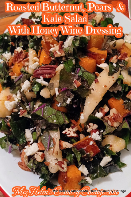Roasted Butternut, Pears and Kale Salad With Honey Wine Dressing