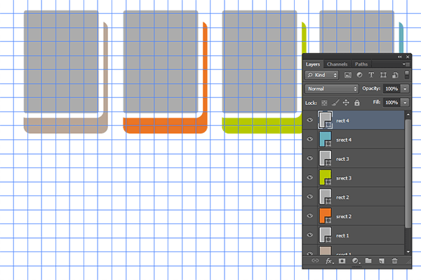 Draw another rounded rectangle shape or by duplicating existing rounded rectangle shape using Ctrl+J and then repositioning it using Free Transform.