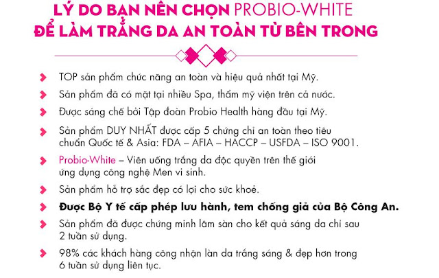 Lý do lựa chọn thuốc uống trắng da Probio White