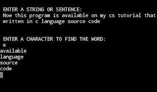 C program to find all words ended by given character in a string - My CS Tutorial