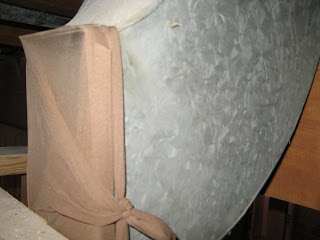 Duct closed with panty hose allows air to move through