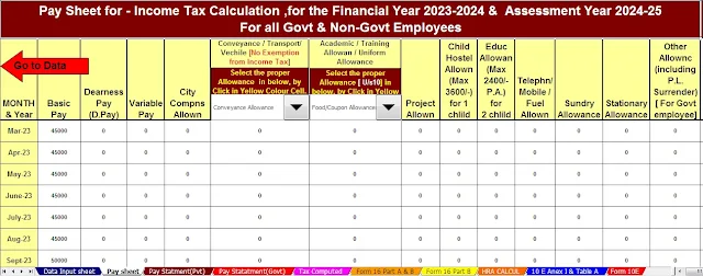 Download Excel-based software all-in-one for the Government and Private employees for F.Y. 2023-24