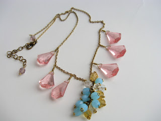 handmade rose chandelier crystal necklace