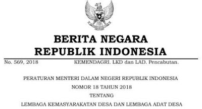 Permendagri Nomor 18 Tahun 2018