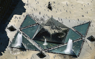 France Paris Louvre Pyramid Top View HD Wallpaper