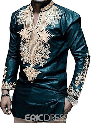  Dashiki African Print V-Neck Vogue Men's Shirt