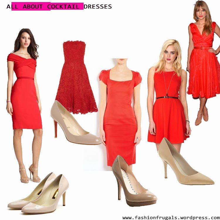Red cocktail dress: wear nude shoes. keep your accessories simple.
