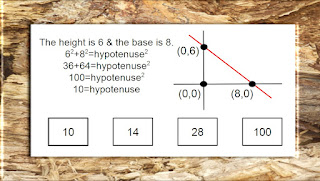 The length of the hypotenuse is 10. Use the Pythagorean Theorem to determine that the two legs are 6 and 8 with a resulting hypotenuse of 10.