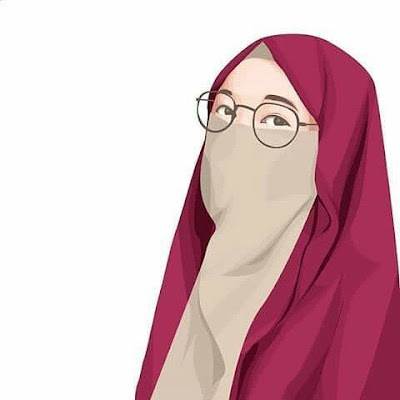 Gambar Kartun Muslimah Bercadar dan Berkacamata