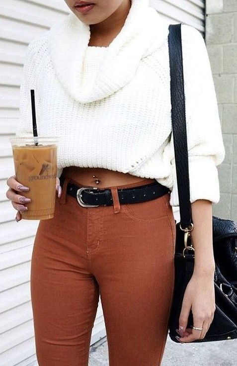 crop sweater + bag + skinnies