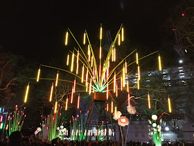 Pic of giant plants formed out of lights in Leicester Square, London