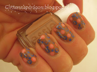 Essie Cocoa Karma with dots of Suite Retreat, Stones 'n Roses & Time for Me Time