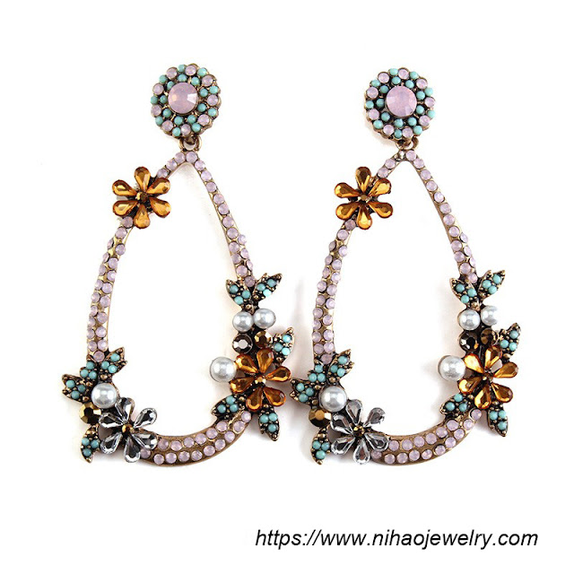 Retro alloy flowers Earrings ( color )