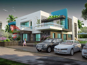 3D Front Elevation Design Bungalow