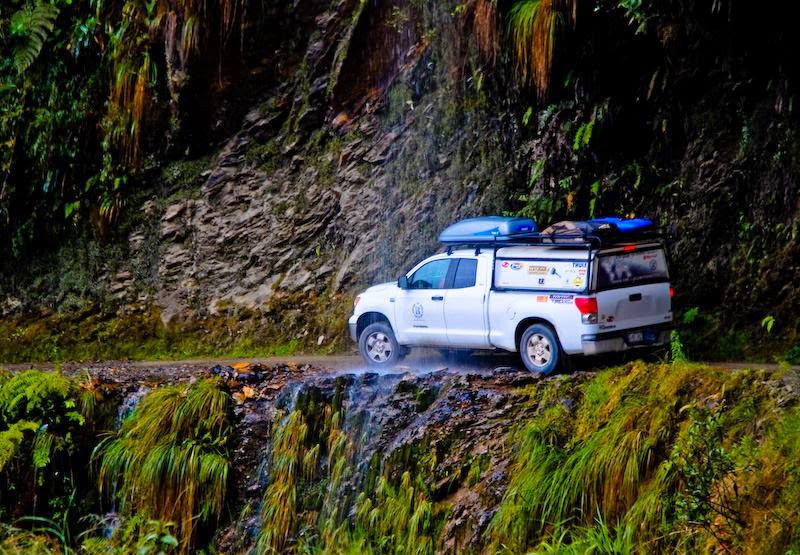 Death Road in the Yungas region of Bolivia, also called Grove's Road, Coroico Road, Camino de las Yungas and Road of fate. Leading from La Paz to Coroico, 56 kilometres northeast of La Paz in the Yungas region of Bolivia.