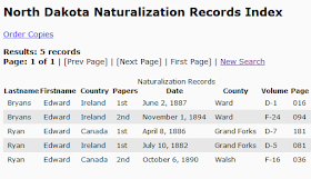 Dakota Territory naturalization records for various names containing the string Edward Ryan