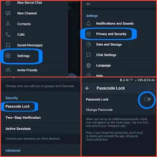 Aktifkan kunci passcode telegram