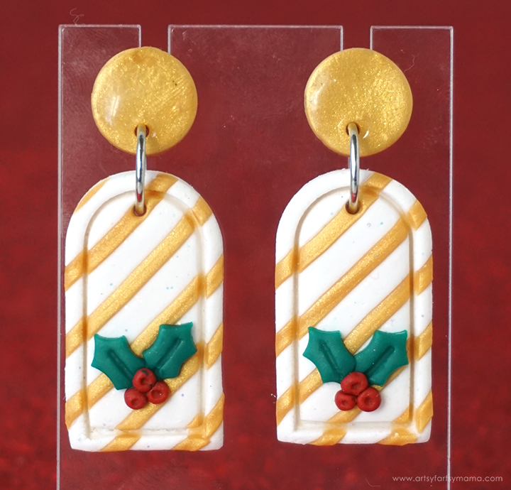 Polymer Clay Christmas Holly Earrings