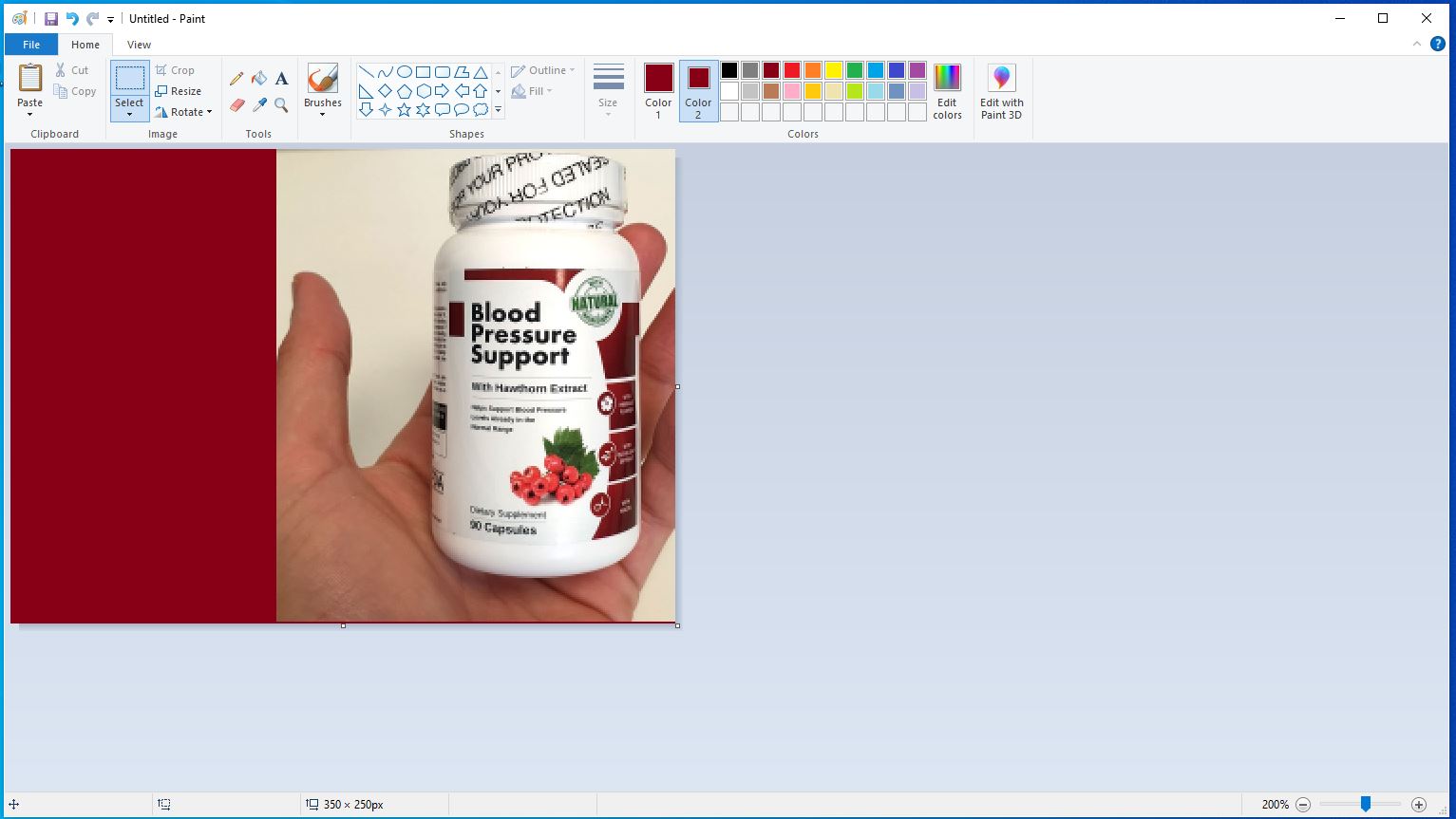 How to adjust product image and information in MS Paint?