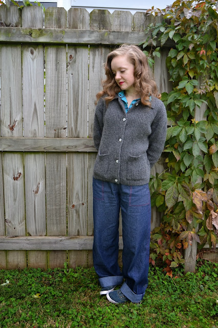 Flashback Summer:  Pumpkin Patch GYRAD and a New Pair of Jeans- 1940s, retro, sweater, outfit, vintage