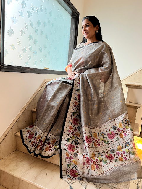 Tussar digital print kota doria sarees