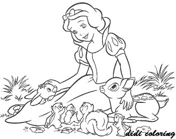 Didi Coloring Page Disney Princess Snow White Playing With