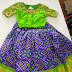 Purple Ikkat Lehenga Green Blouse