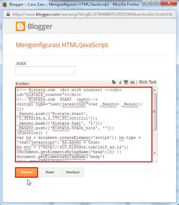 Cara Memasang Widget Histats Di Blog Gratis Daftar