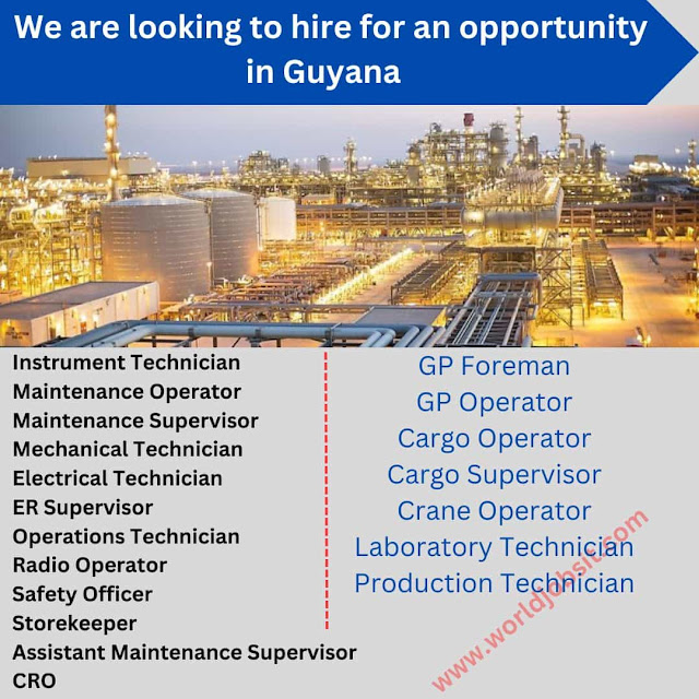 We are looking to hire for an opportunity in Guyana