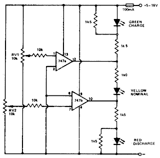 Battery Charge-Discharge Indicator Circuit Diagram